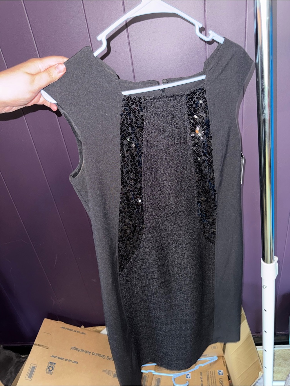 Ellen Tracy Black Sequin Sheath Dress
